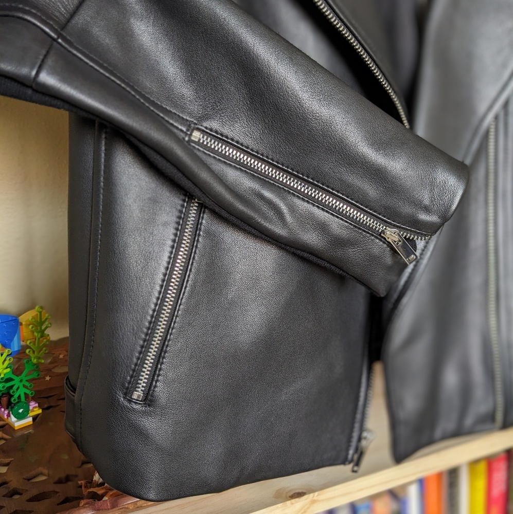 Theory leather moto jacket - Picture 4 of 8